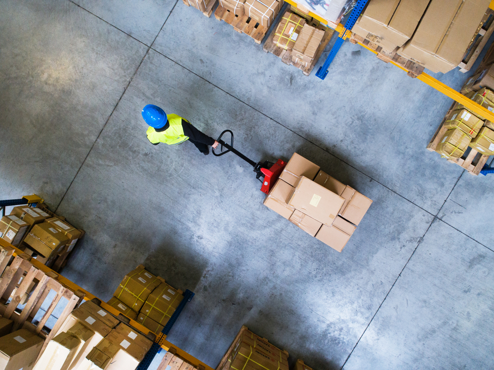 aerial view of man walking through a warehouse for 3pl fulfillment